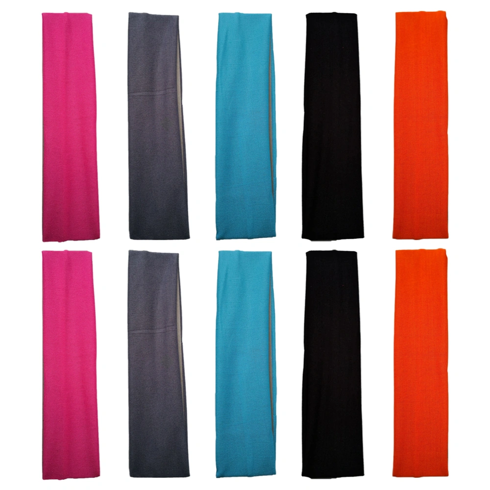 10pcs Yoga Headbands Stretch Sports Shower Makeup Hair Band Headwear for Lady Women (Black Peach Lake Blue Orange Grey for Each 2pcs)