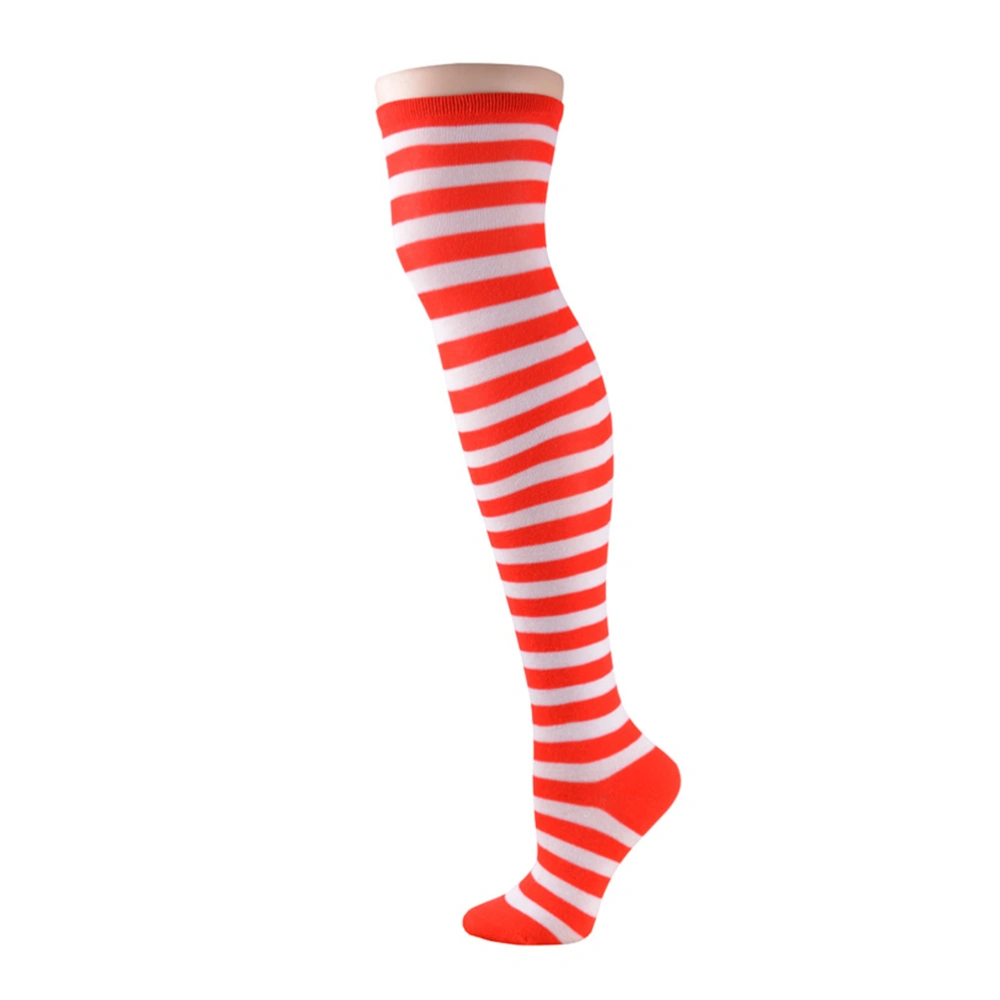 Red & White Stripe Socks Clown Circus Fancy Dress Cosplay Socks (Red & White)