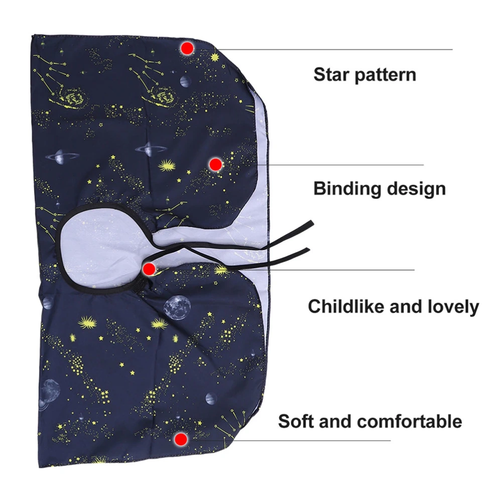 2pcs Kids Hairdressing Cape Broken Hair Brush Set Starry Sky Pattern Hair Cutting Apron for Home Barber Shop (Black)