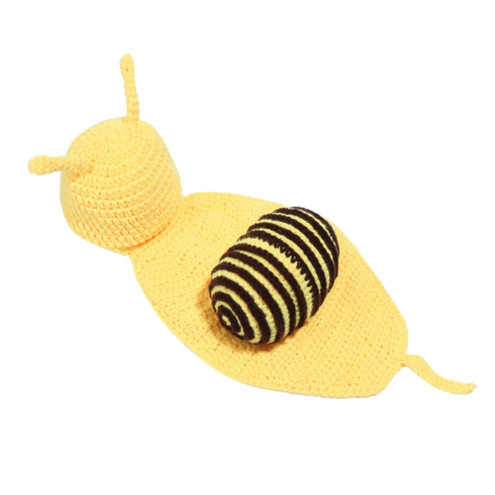 Children's Wool Snail Pattern Knitting Set Hundred Days Photo Props Baby Photography Prop Headband Hat Crochet Outfits(Coffee)