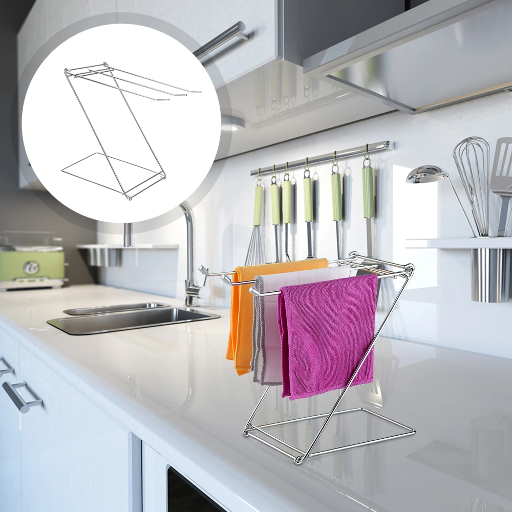 1Pc Stainless Steel Drying Rack Simplicity Duster Dishcloth Hand Towel Drying Mildew-proof Organizer Storage Holder