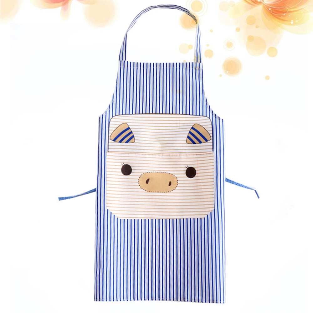 Polyester Apron Cartoon Pig Stripe Cleaning Apron Oil-proof and Dirt Proof Hanging Neck Apron Kitchen Cooking Pinafore (Random Color)