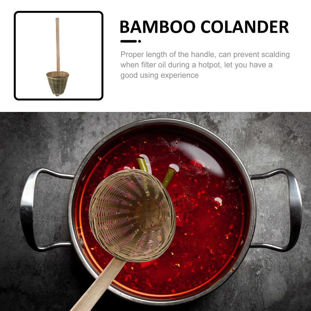 Bamboo Spoon Food Strainer Bamboo Woven Colander Food Colander Hot Pot Strainer