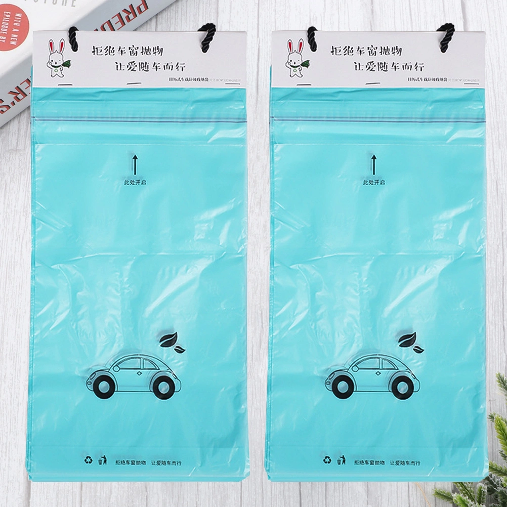 100pcs in 2 Sets Adhesive Disposable Car Garbage Bag Trash Bag Vehicle Storage Organizer(Blue)