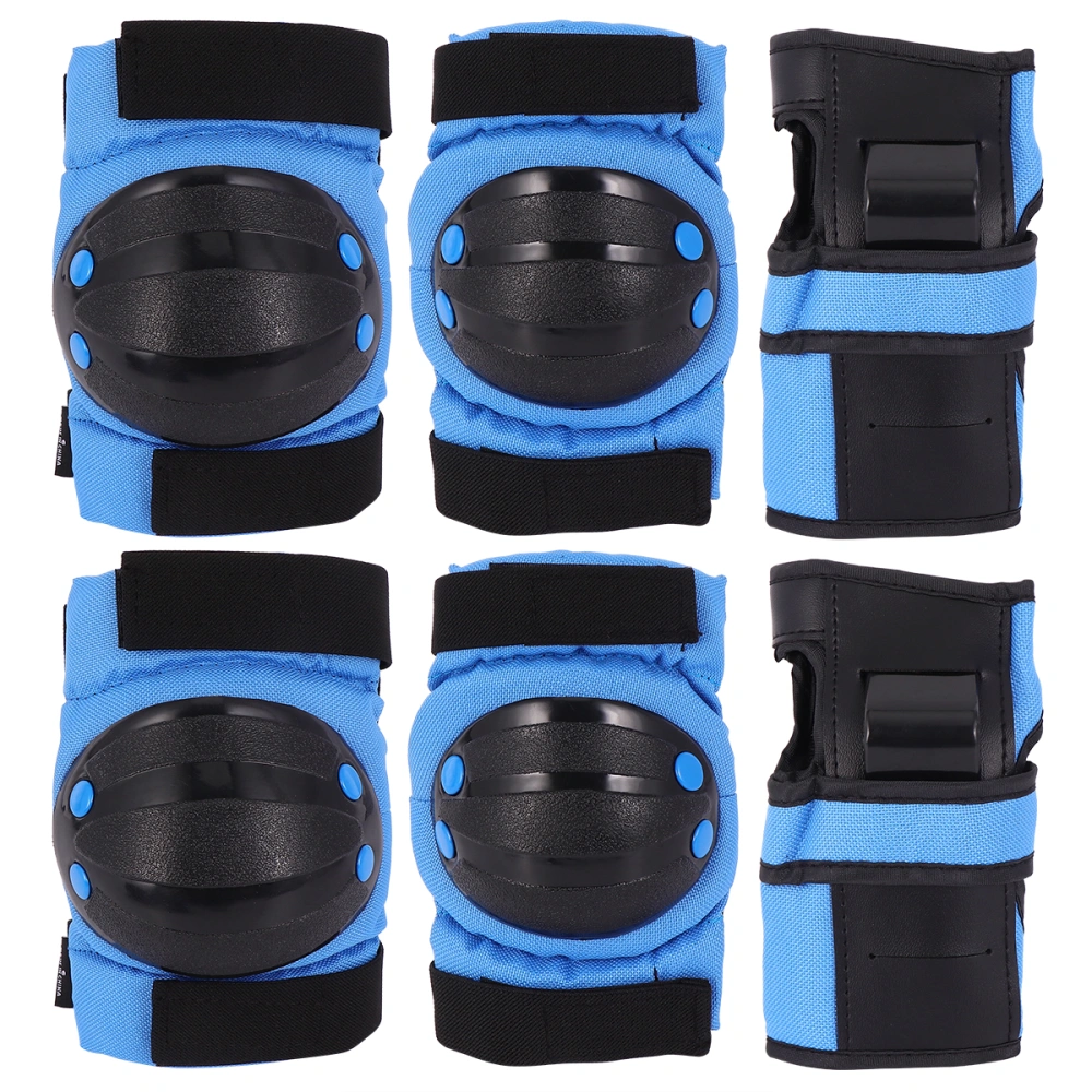 6pcs Thickened Knee Pads Elbow Pads Hand Protectors Kids Protective Gear Set (Blue, Size S)