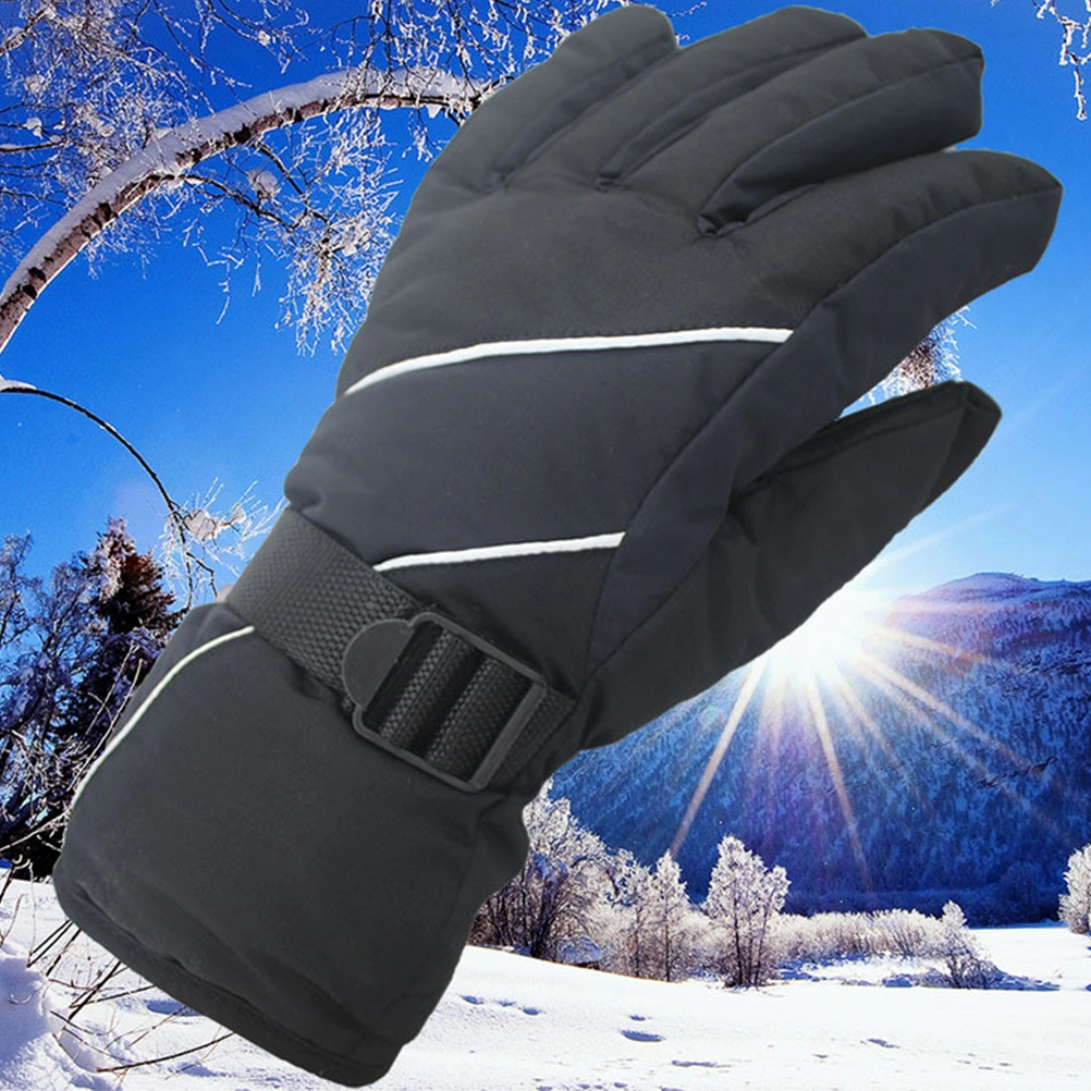 Men's Water Resistant Windproof Snow Protection Warm Adjustable Winter Sportswear Snowboard Ski Gloves (Black)