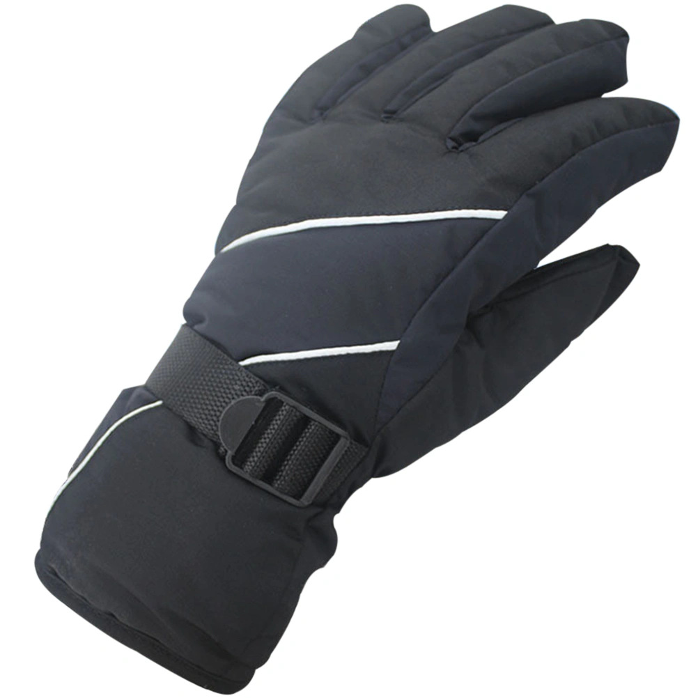 Men's Water Resistant Windproof Snow Protection Warm Adjustable Winter Sportswear Snowboard Ski Gloves (Black)