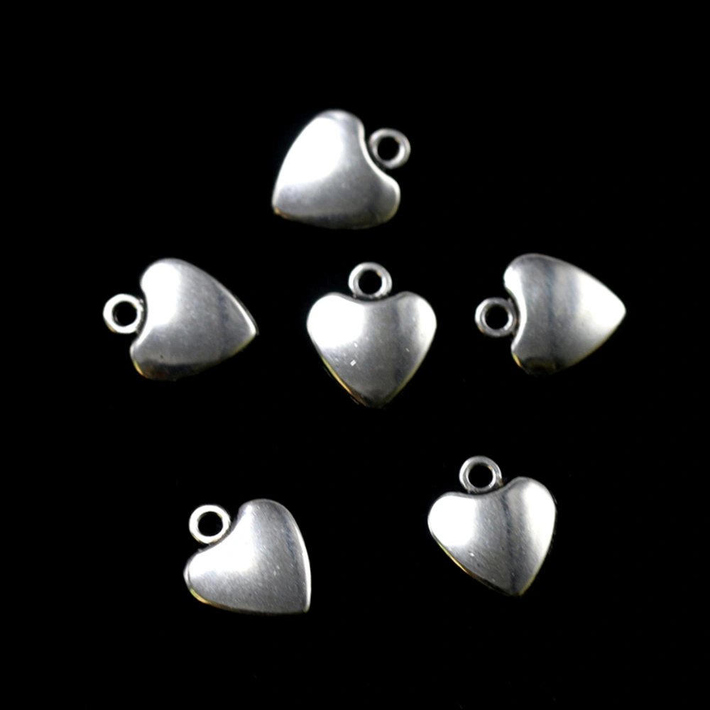 50pcs Alloy Peach Heart Pendants DIY Charms Jewelry Making Accessory for Bracelet Earrings (Antique Silver)