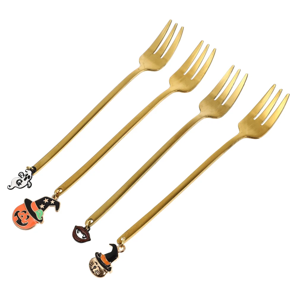 4Pcs Cretive Halloween Pendant Forks Dessert Forks Coffee Forks Stirring Forks