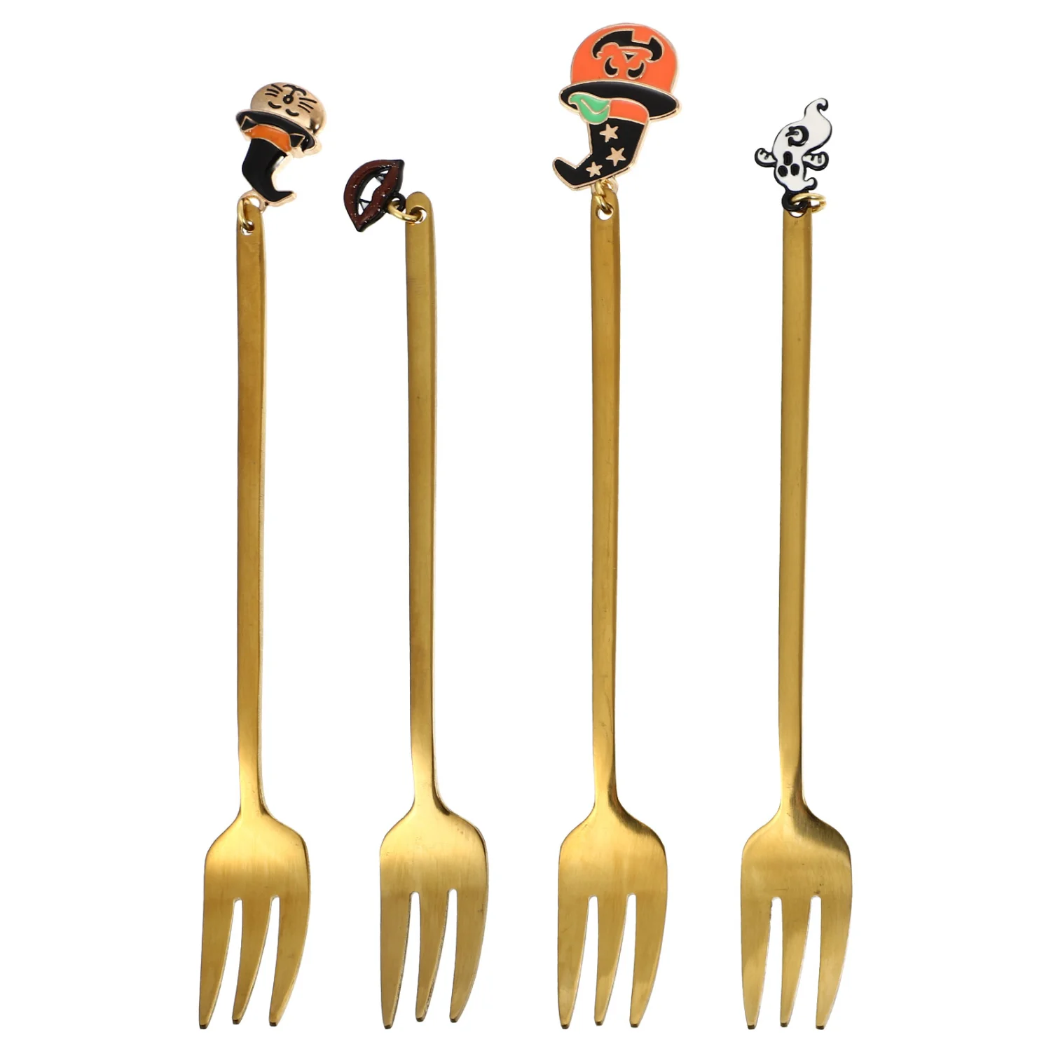 4Pcs Cretive Halloween Pendant Forks Dessert Forks Coffee Forks Stirring Forks