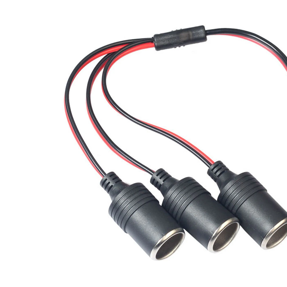1pc 12-24V Cigar Lighter Universal Cigarette Lighter 1 Male to 3 Female Cable Plastic Copper Cord Auto Accessory (Red + Black)