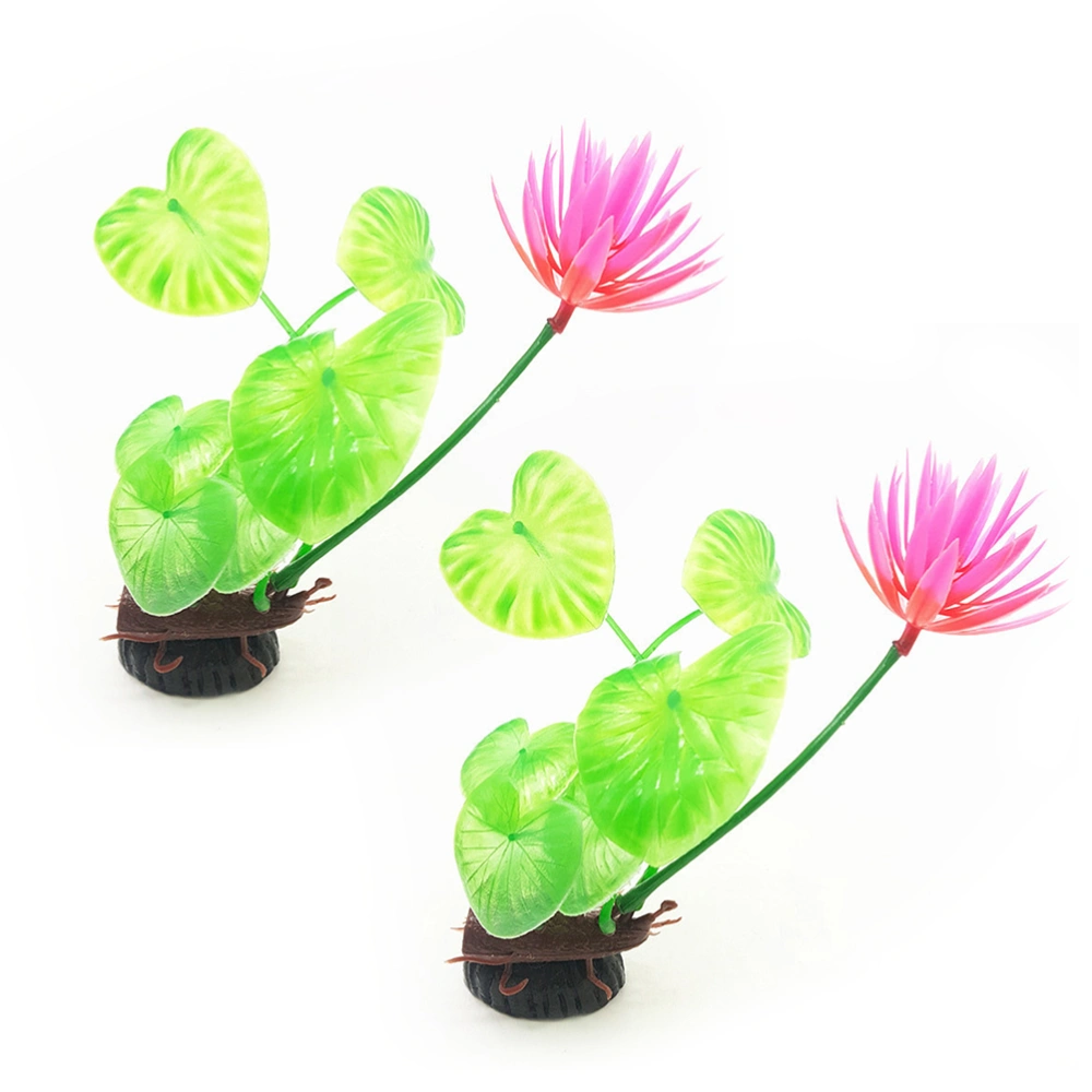 2pcs Lotus Artificial Grass Aquarium Fish Tank Aquatic Simulation Plant Ornament Decoration