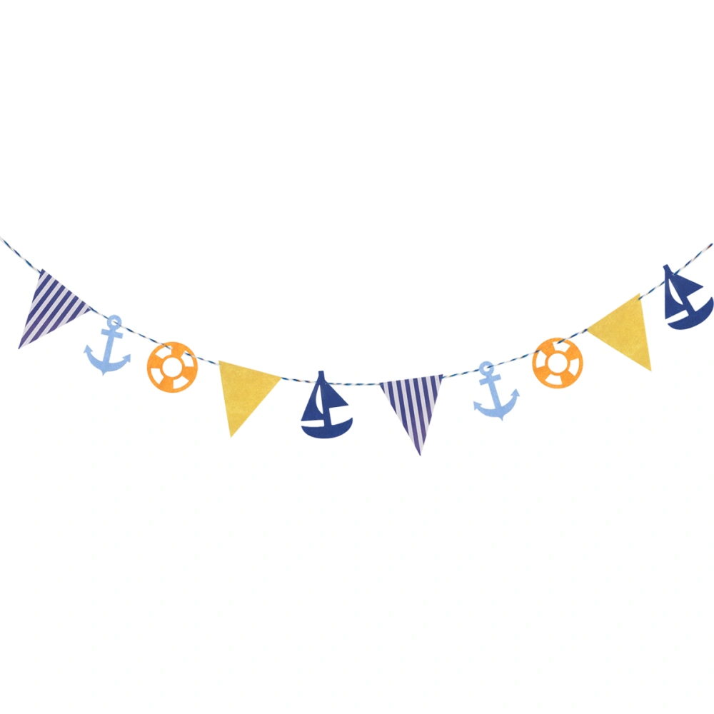 3.4 Meters Mediterranean Style Kids Bedroom Decorative Garland Banners Anchor Sailing Boat Bunting Flag Pennants Decoration Ornaments For Children Birthday Party Decor (Accessories for Random Color)