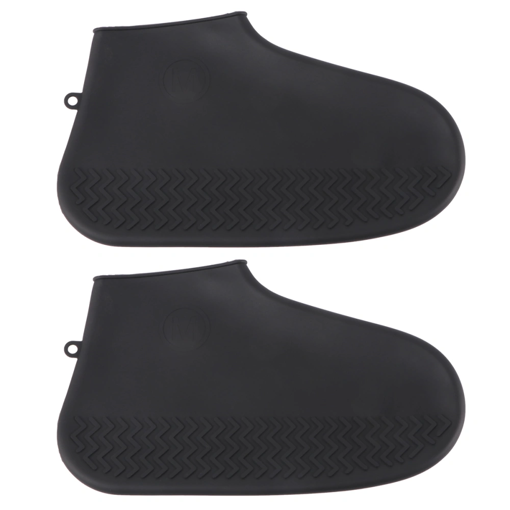 Silicone Shoes Covers Thicken Wear Resistant Boots Protectors Waterproof Anti-skid Overshoes for Outside (Black M 35-41 Yards)