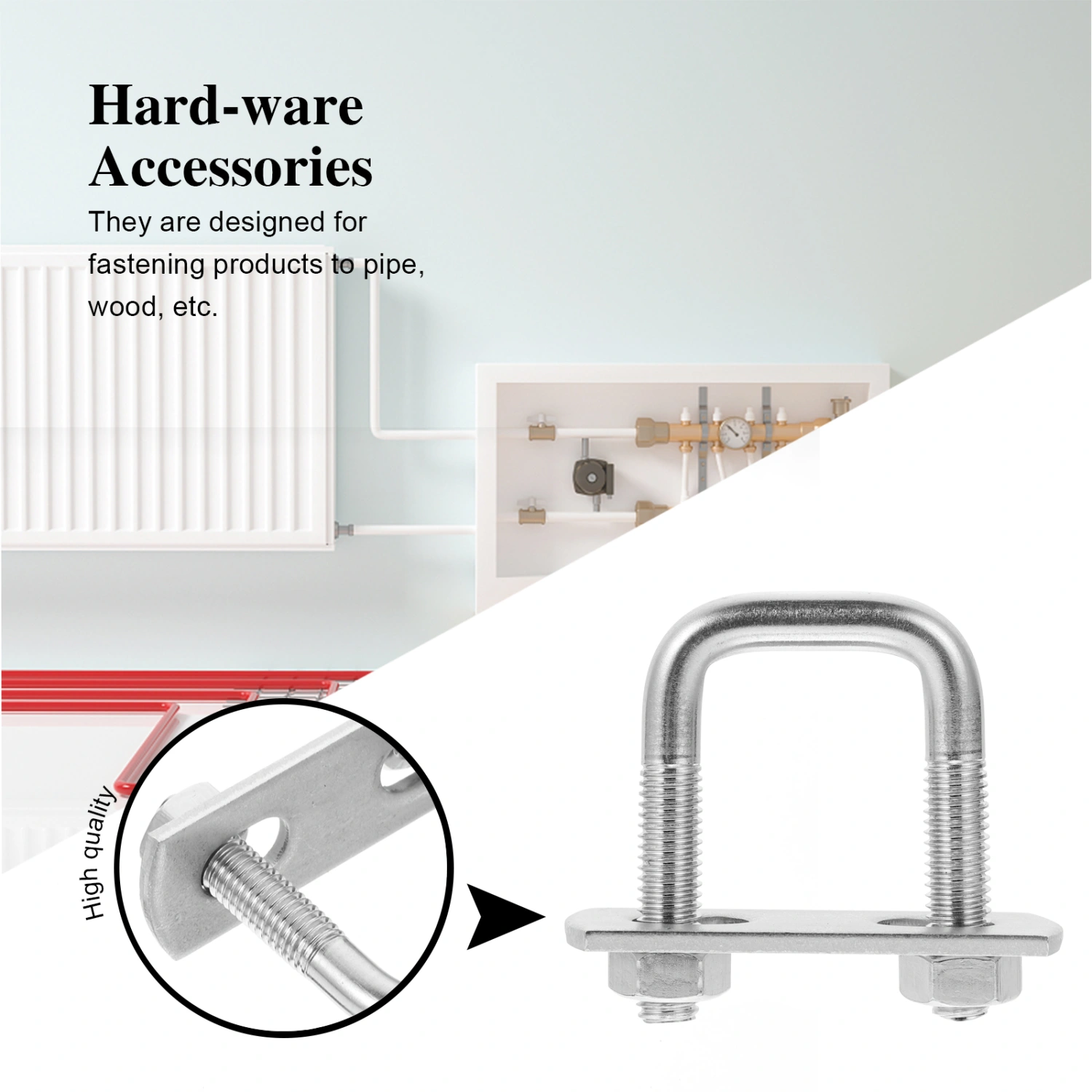4Pcs Stainless Steel U Bolts U Shaped Tube Clamps Hardwares Accessories