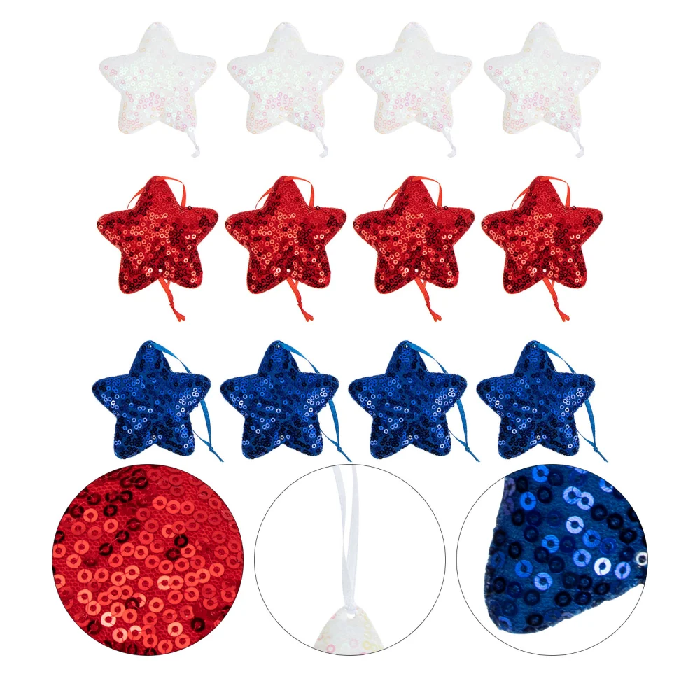 12pcs Exquisite Independence Day Adorns Sequins Cloth Pendants Decorations