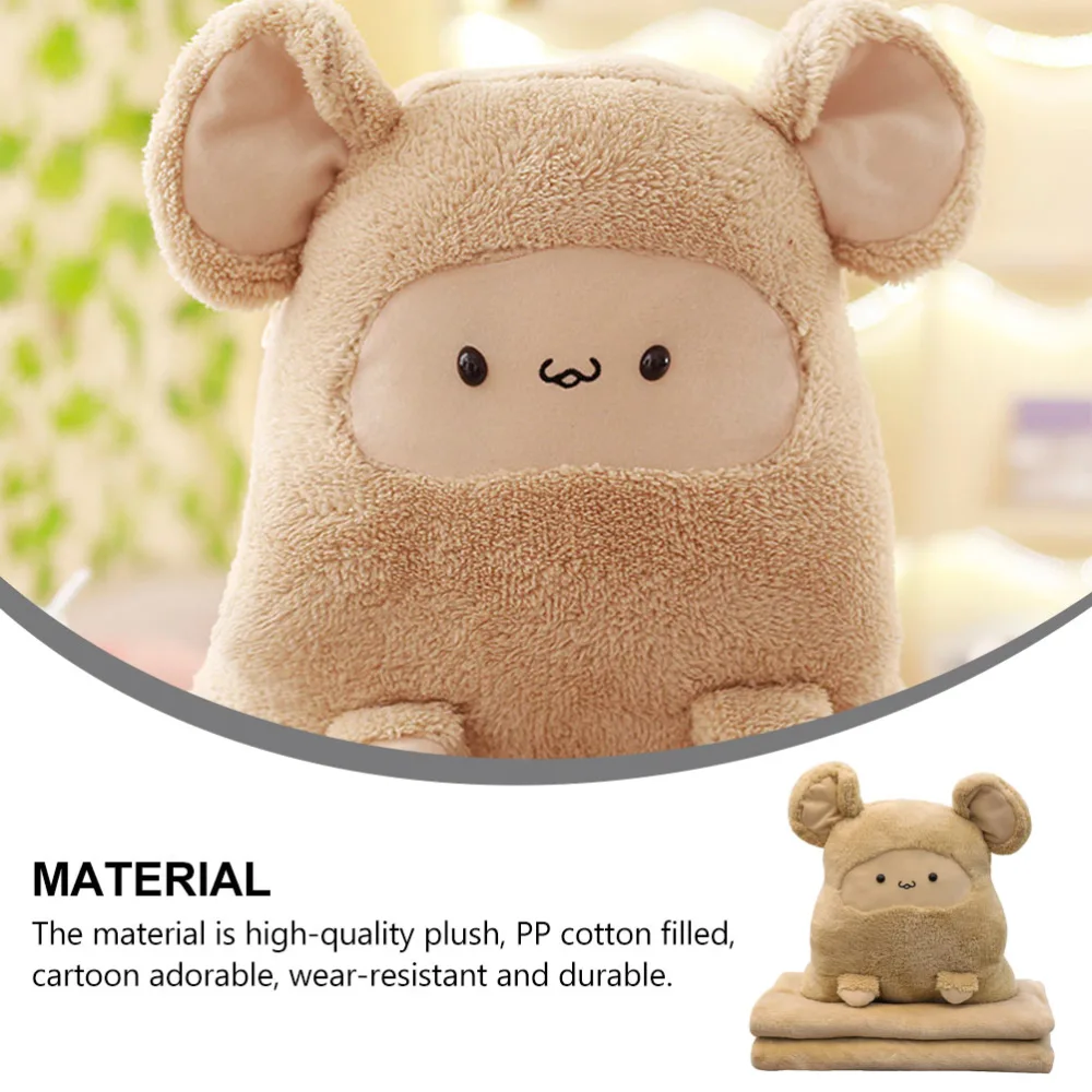 1pc Cartoon 2-in-1 Small Quilt Pillow Air Conditioner Nap Blanket for Sleeping