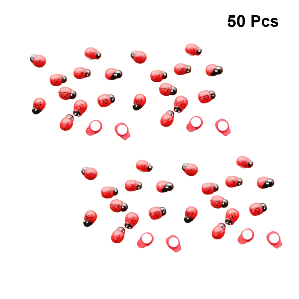 50pcs Ladybug Shaped Desktop Decor Chic Tabletop Crafts Ornaments Micro Landscape Adornment for Home Living Room