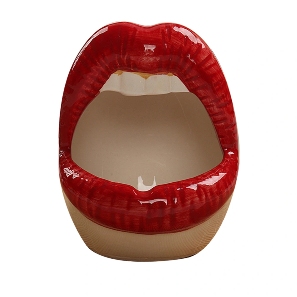 1PC Creative Ceramic Ashtray Unique Lips Shaped Cigarette Ashtray Adorable Ash Tray Desktop Adornment for Home Office (Random Color)