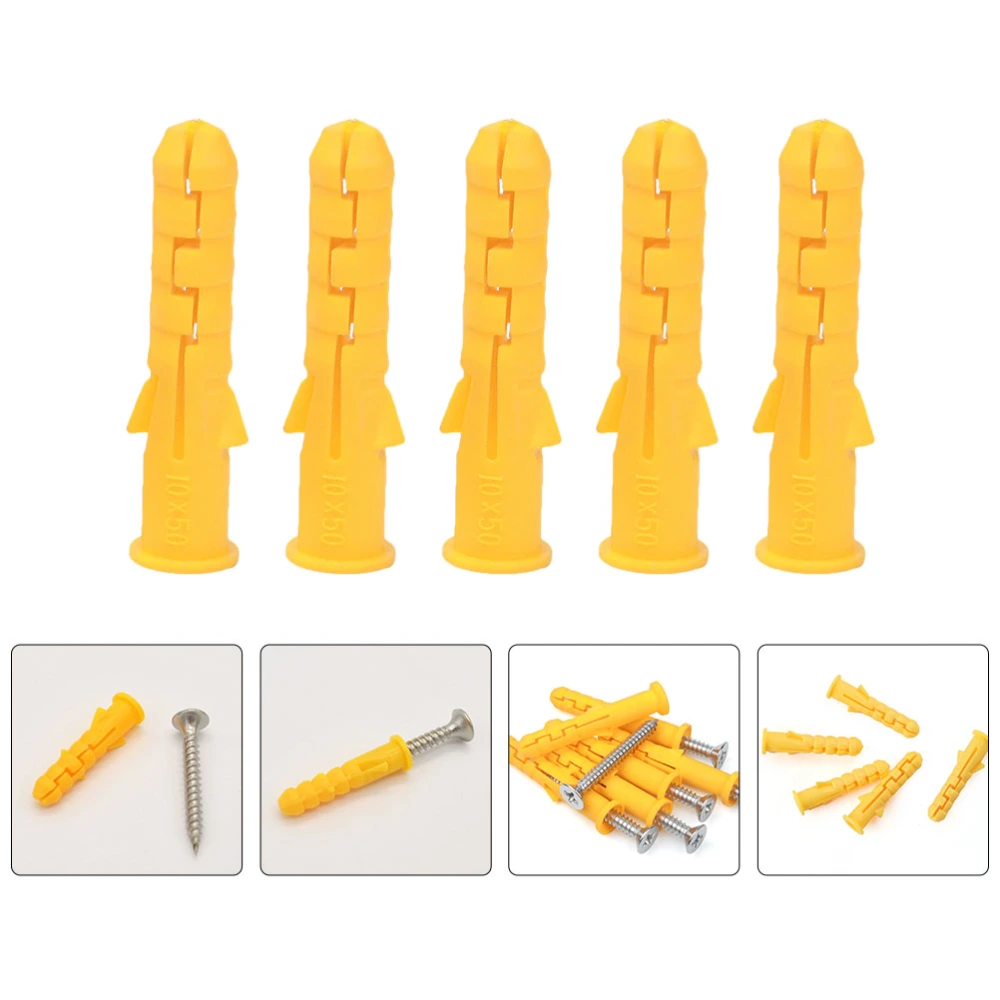 200pcs Yellow Ribbed Plastic Anchor Wall Plastic Expansion Pipe Tube Wall Plugs