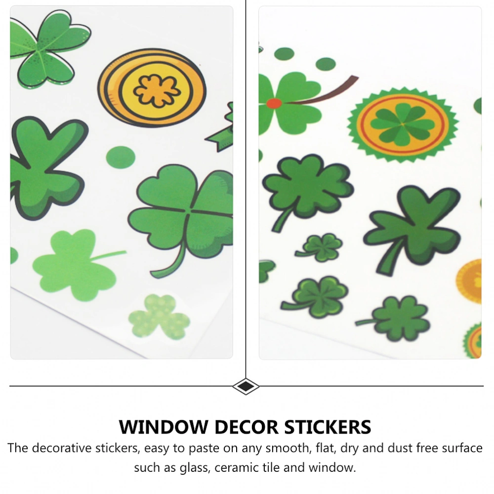 1 Set 6pcs Exquisite Wall Stickers St. Patrick's Day Window Trefoil Stickers