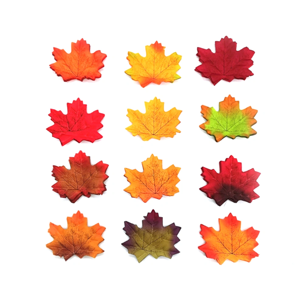 100Pcs Artificial Cloth Maple Leaves Multicolor Autumn Fall Leaf for Art Scrapbooking Wedding Bedroom Wall Party Decor Craft