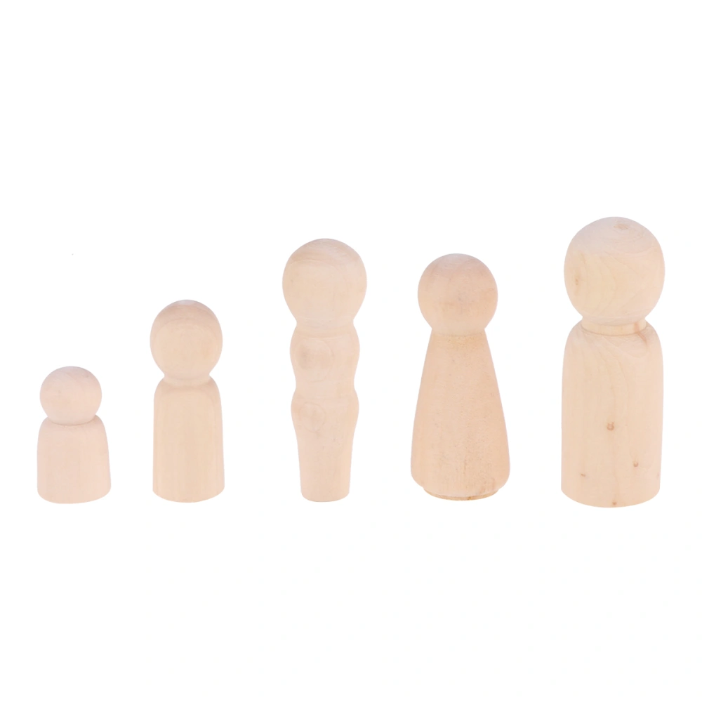 10pcs DIY Painted Wooden Family Peg Dolls DIY Wedding Cake Decor Kids Painted Toy Educational Children Craft Toys Gift(A Family of 5 Persons)