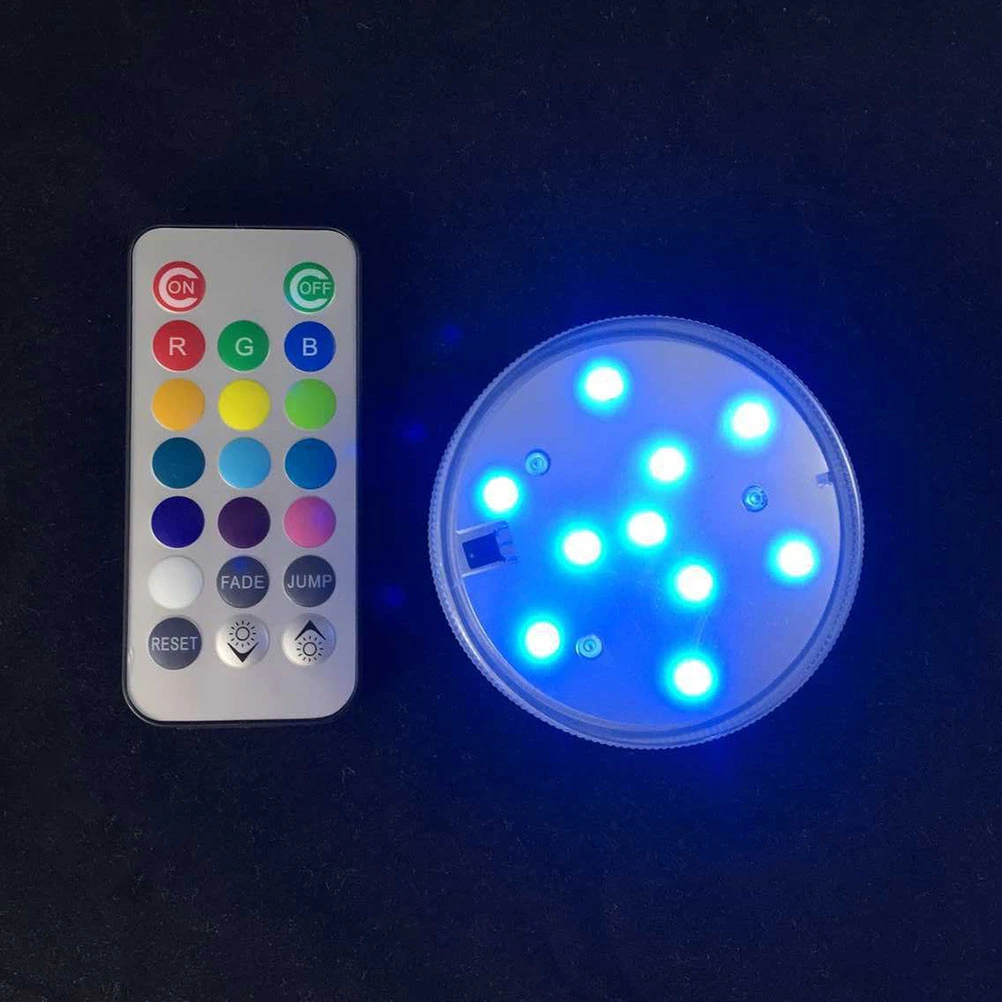 RGB Submersible LED Lights Waterproof Battery-operated Underwater LED Lights Wedding Party Vase Base Light Floral Light for Aquarium Wedding Halloween Christmas with (Round Shape)