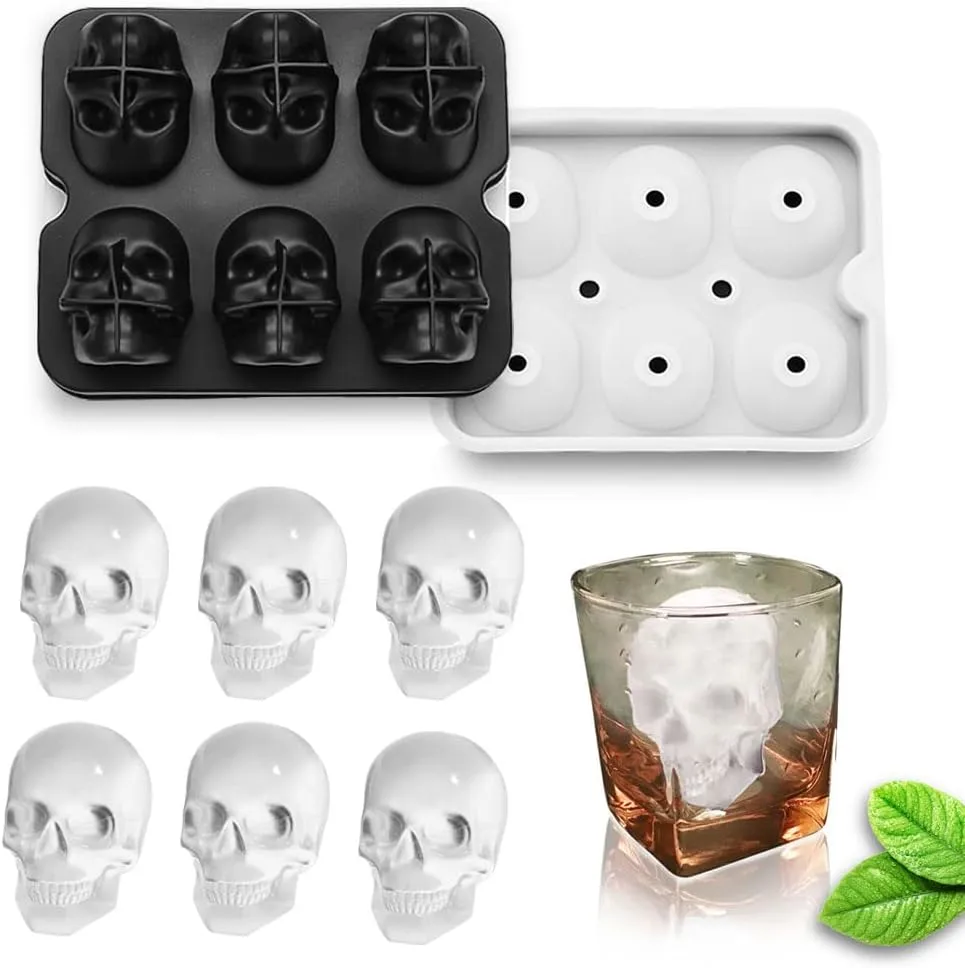 Skull Shaped Ice Cube Maker Creative Skull Ice Cube Mold for Whiskey Cocktail