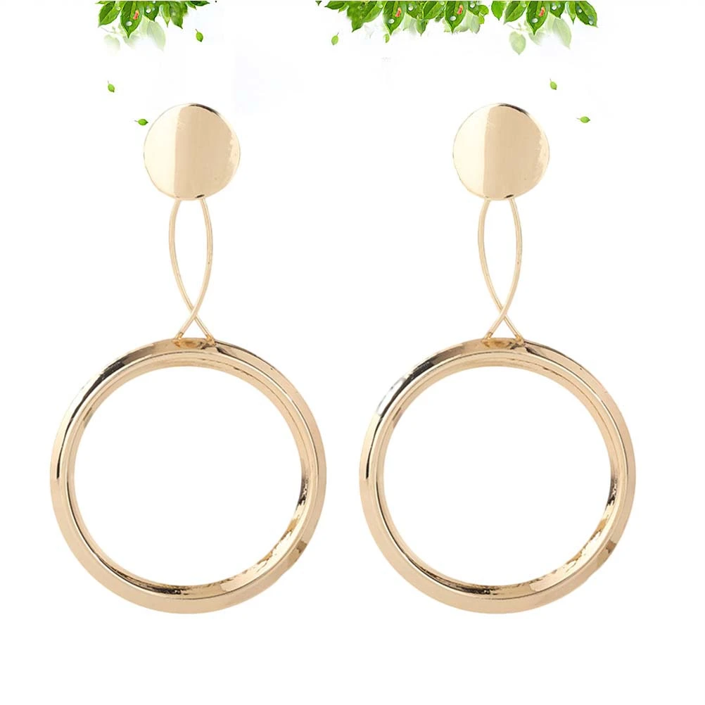 1 Pair of Gold Plated Round Earrings Vintage Bohemia Style Stud Earrings for Women and Girls (Golden)