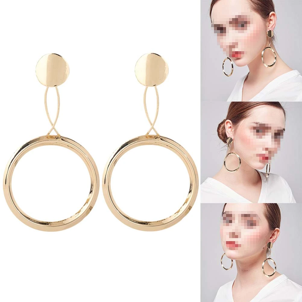 1 Pair of Gold Plated Round Earrings Vintage Bohemia Style Stud Earrings for Women and Girls (Golden)