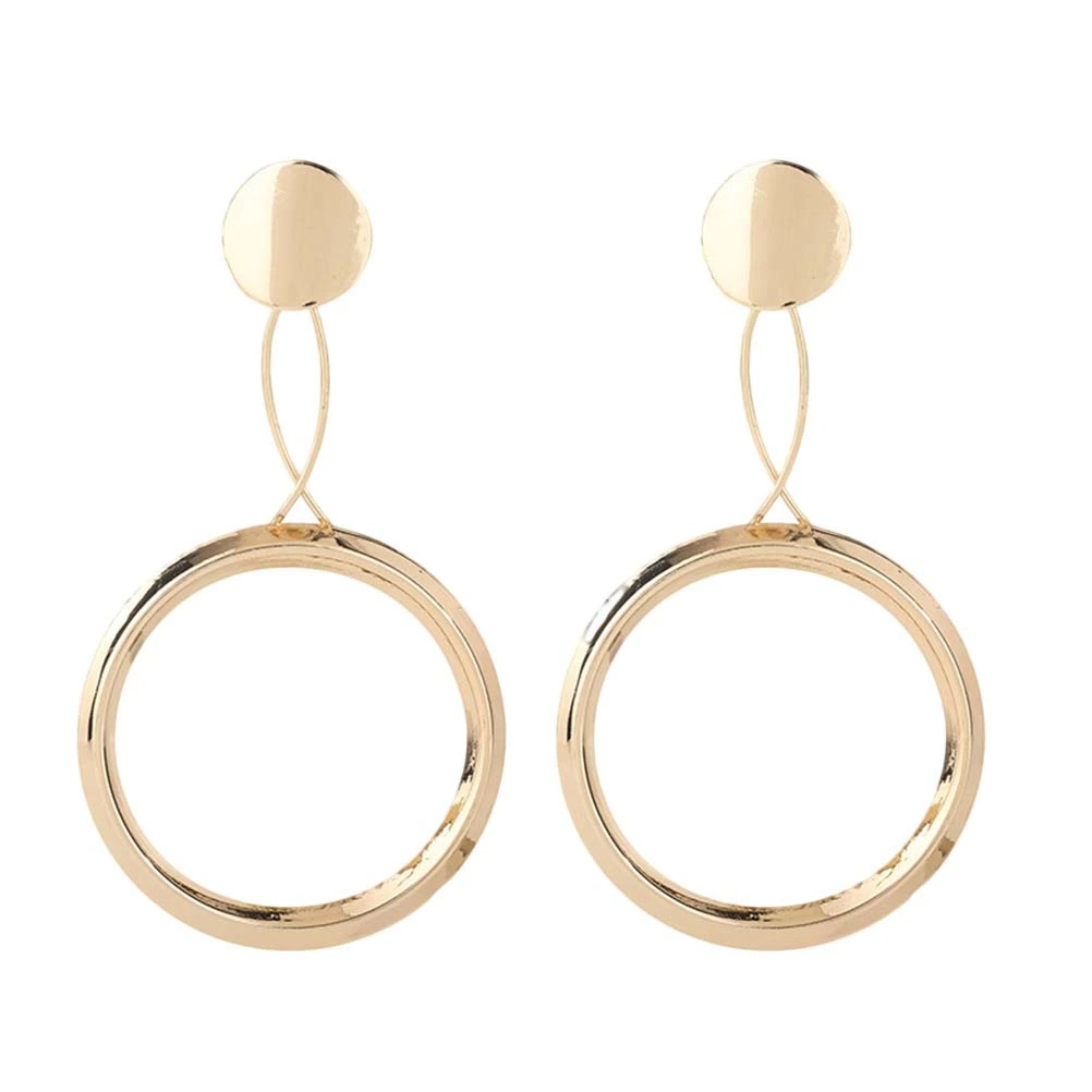 1 Pair of Gold Plated Round Earrings Vintage Bohemia Style Stud Earrings for Women and Girls (Golden)