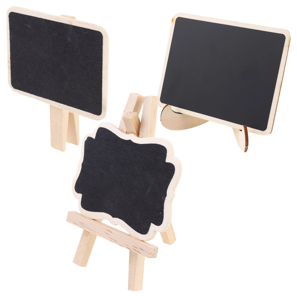 Small Blackboard Creative Mini Wooden Blackboard Price Message Photo Props Blackboard (Square Clip, Painting Rack, Square Herringbone Rack)