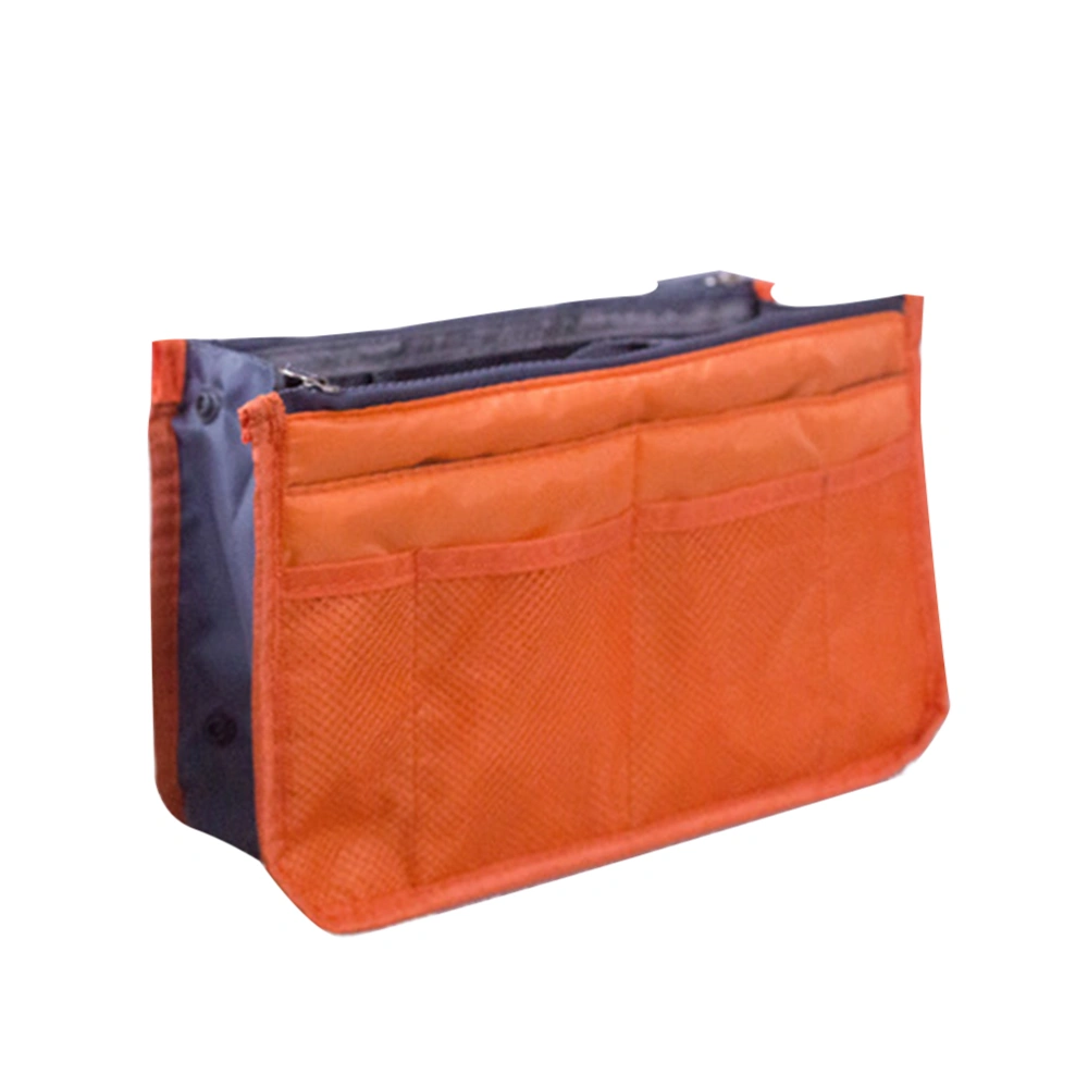 Portable Handbag Multi-functional Double Zipper Storage Bag Foldable Large Capacity Wash Bag Sundries Toiletries Storage Holder (Orange)