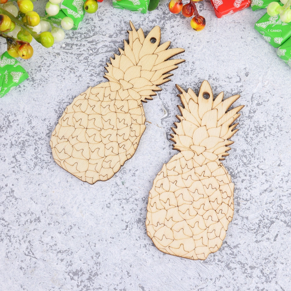 20pcs Creative Christmas Wooden DIY Hanging Pendant Painting Wooden Slices for Kids Children (Pineapple Style)