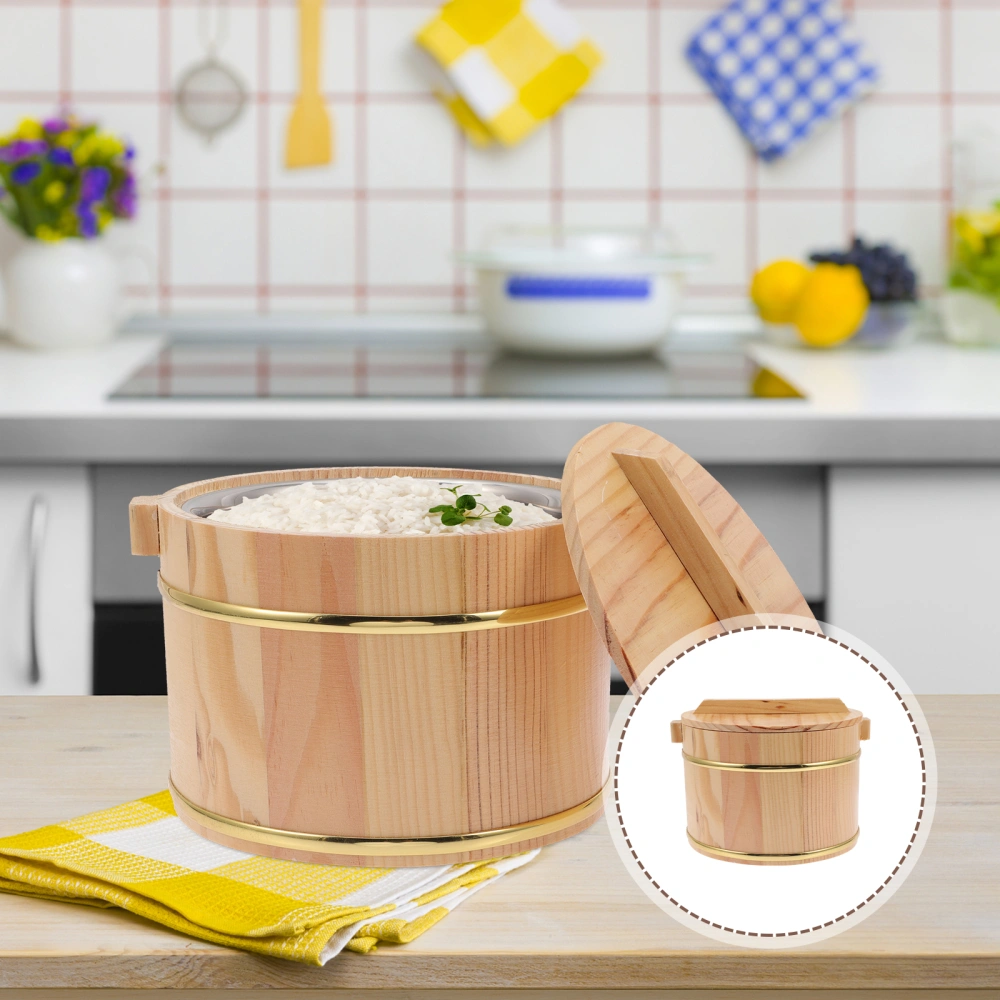 1 Set of Wooden Steamed Rice Bucket Versatile Rice Storage Container with Cover