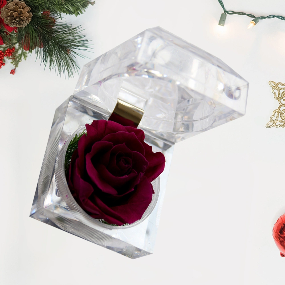 1Pcs Preserved Flower Eternity Rose Never Withered Rose Gift for Valentine's Day Birthday and Anniversary with Drawer Gift Box (Claret)