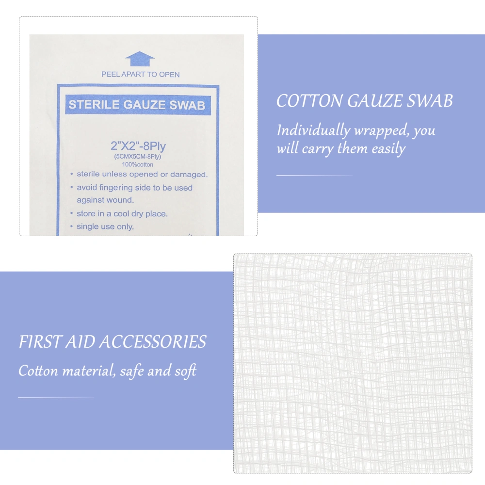 100Pcs Absorbent Gauze Pads Sterile Gauze Sheets Wound Caring Gauze First Aid Supplies