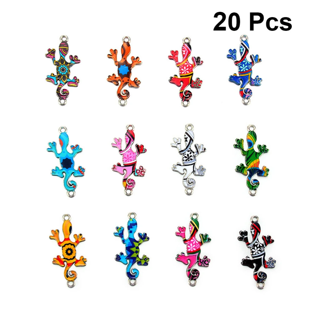 20PCS DIY Alloy Gecko Pendants Fashion DIY Gecko Charms Pendants Delicate DIY Jewelry Making Accessory Adorable DIY Gecko Pendants Naughty Design DIY Gecko Pendant for Earrings Necklace Mixed Color