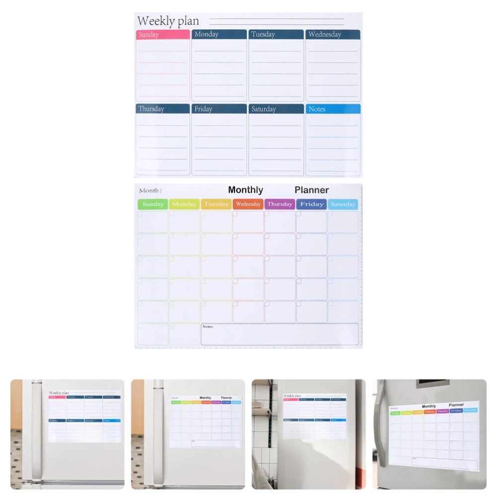 2Pcs Erasable Message Board Magnetic Planner Tool Fridge Magnet Note Boards