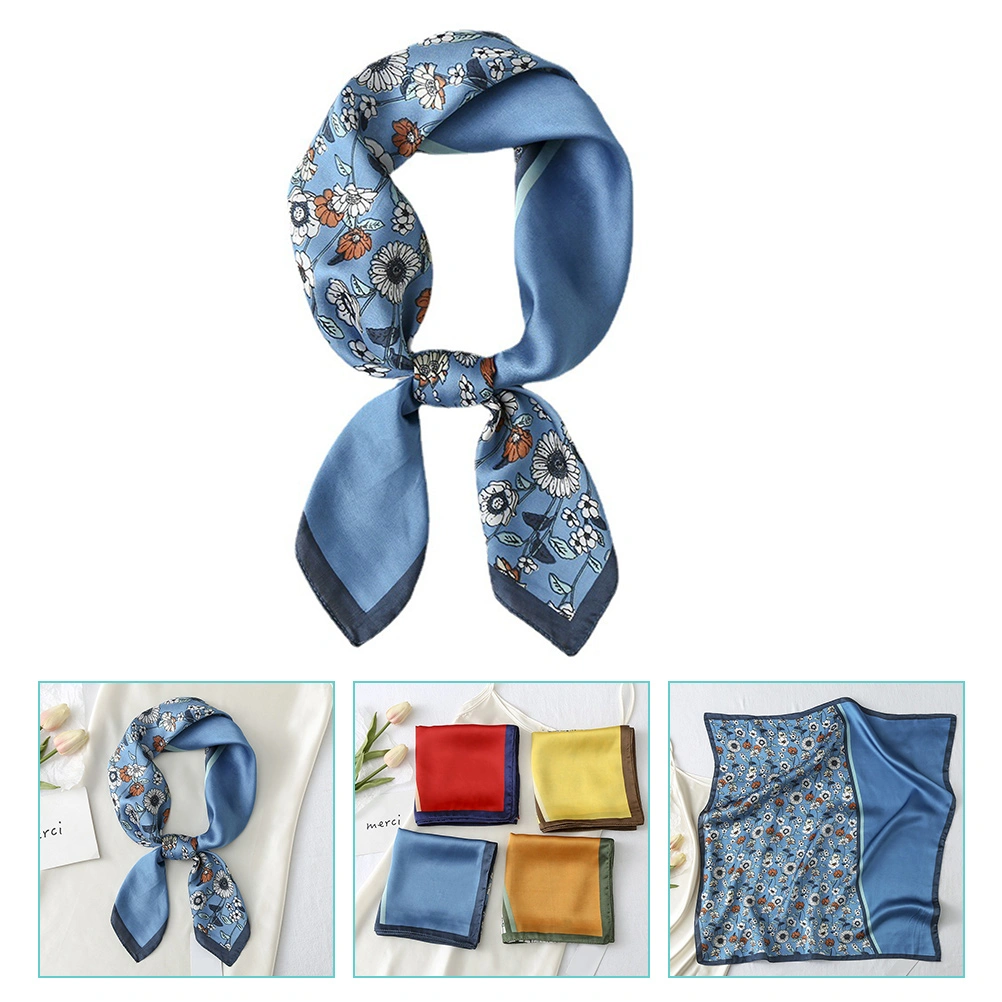 Satin Scarf Floral Scarf Stewardess Scarf Fashion Printing Square Scarf Silk Scarf