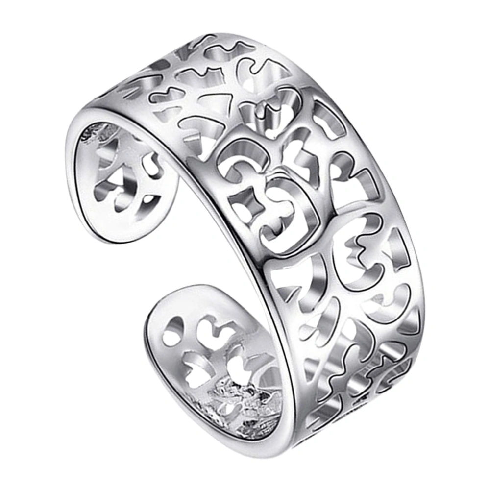 1Pc Decorative Toe Ring Fashion Ring Ethnic Style Hollowed Ring Jewelry (Silver)