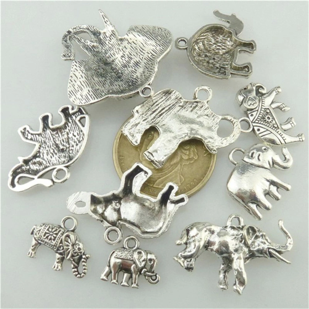 10pcs Vintage Elephant Charms Pendants for DIY Jewelry Findings Accessory Craft Gift