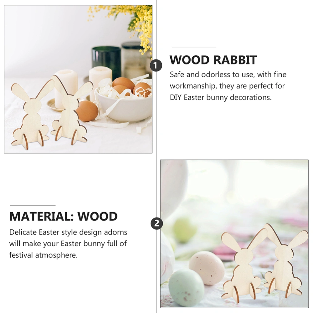 8 Pcs Bunny Statues Easter Rabbit Adorns Wooden Bunny Decor DIY Rabbit Crafts