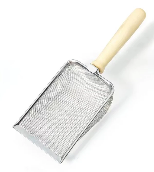 Pet Cat Litter Scoop Reptile Litter Shovel Durable Litter Cleaner Corner Shovel With Wood Handle