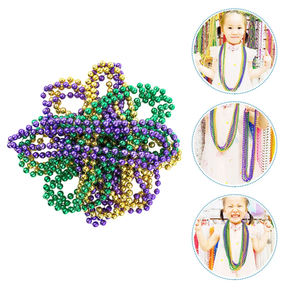 15pcs Colorful Assorted Beaded Necklace Round Beads Necklace for Events Party