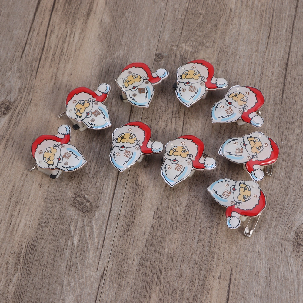 25Pcs Christmas Santa Claus Badge Brooch with LED Light for Children Gift