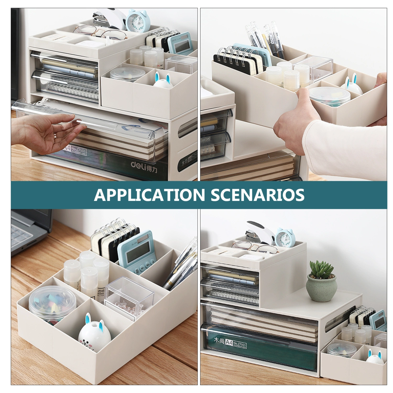 1Pc Office Desktop Storage Box Drawer Type Stationery Holder Sundries Container