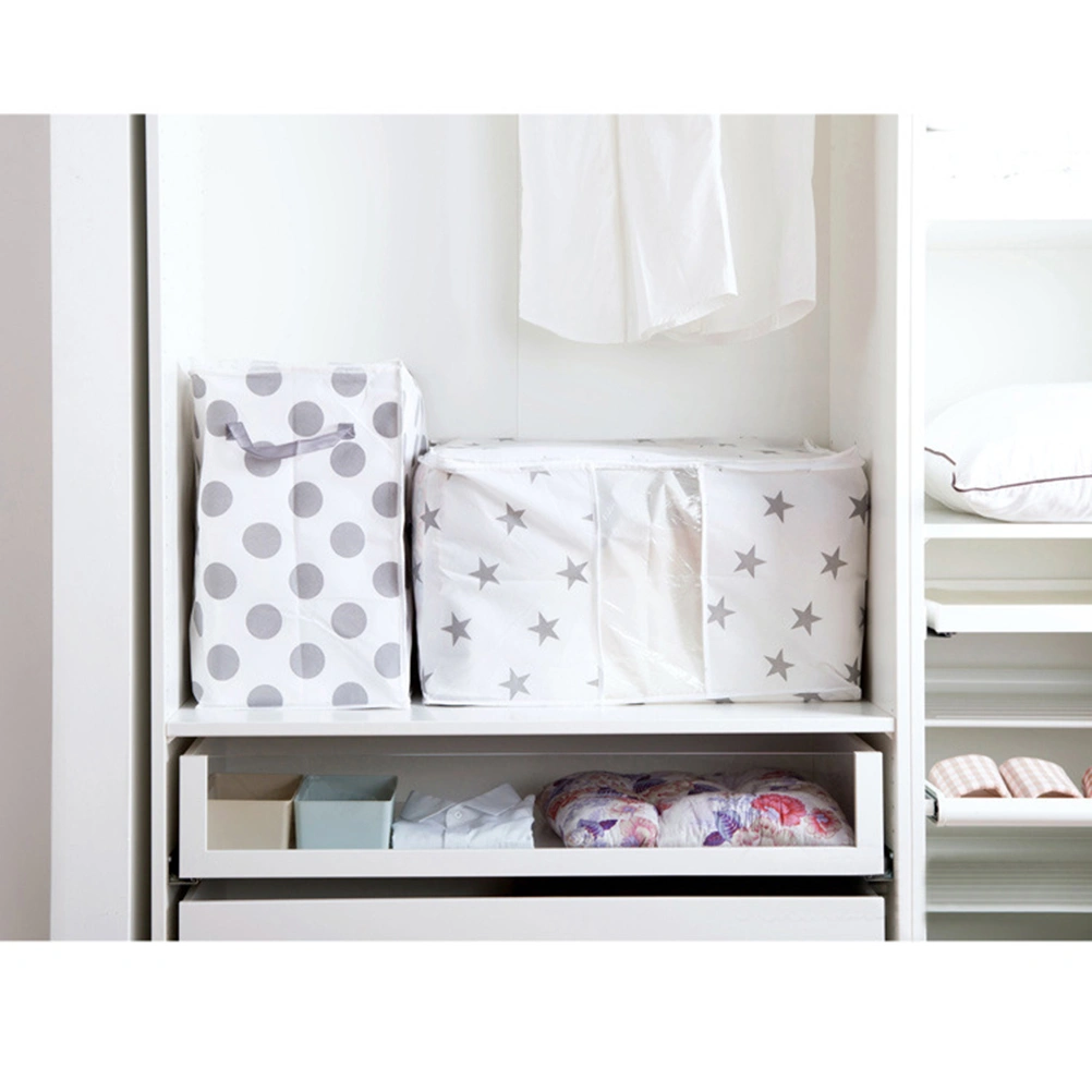 Storage Bag Non-woven Fabrics Dot Foldable Closet Box Pouches for Clothes Blanket Quilt - Size L