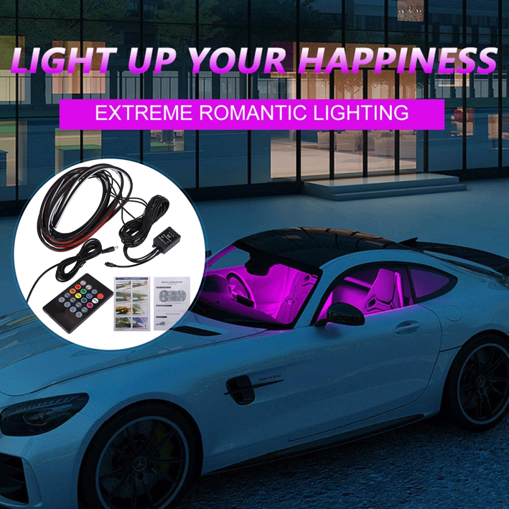 1Pc 120x90cm IP68 Waterproof LED Sound-Controlled Chassis Lamp  Colorful Decoration Light for Automobiles (White)